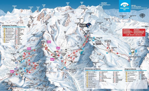 Gressoney-La-Trinité - Monterosa Ski Mapa zjazdoviek