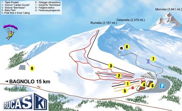 Rucas di Bagnolo Mapa zjazdoviek