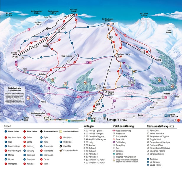 Savognin Mapa zjazdoviek