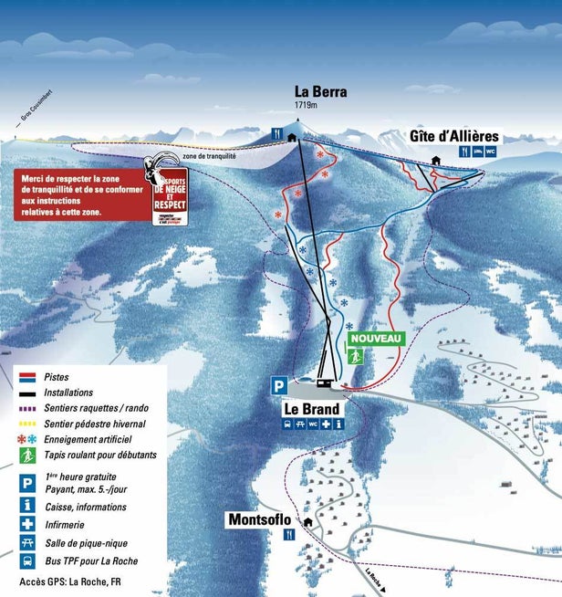 La Berra - La Roche Mapa sjezdovek