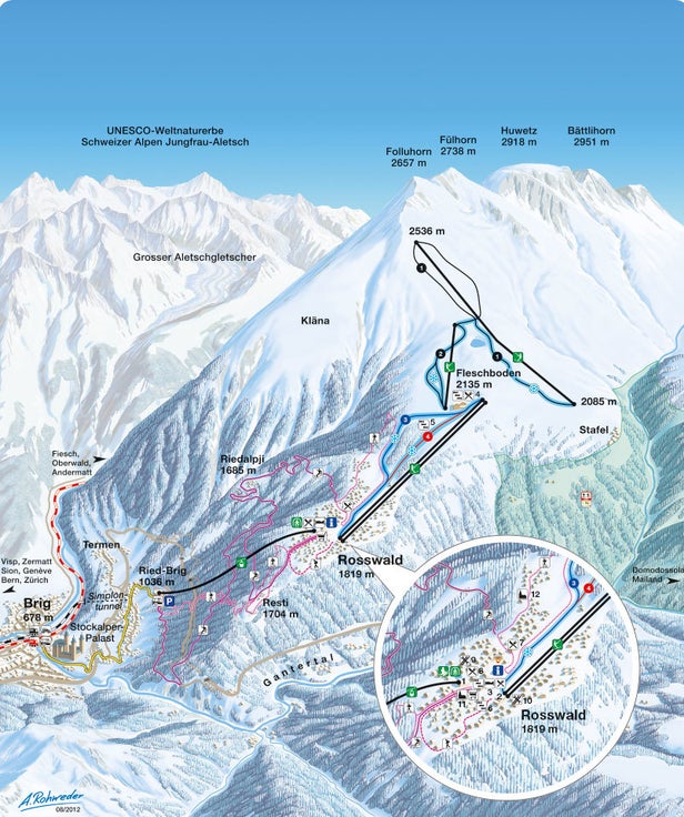 Pistenplan Rosswald - Brig