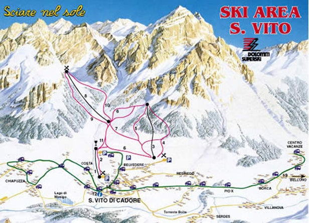 San Vito di Cadore Mapa sjezdovek