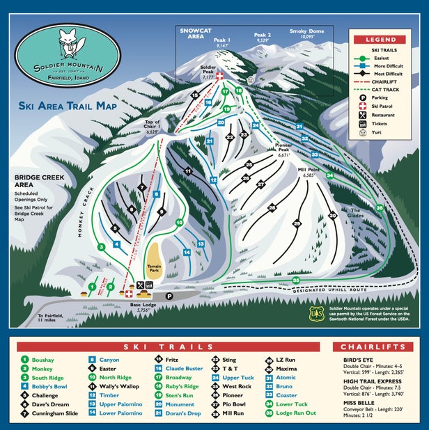 Soldier Mountain Ski Area Mapa zjazdoviek