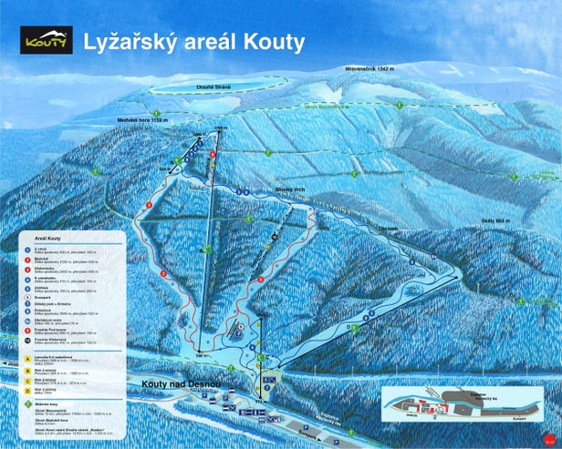 Kouty nad Desnou Mapa zjazdoviek