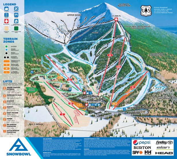 Arizona Snowbowl Mapa sjezdovek