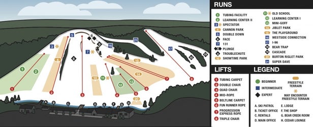 Cannonsburg Mapa zjazdoviek