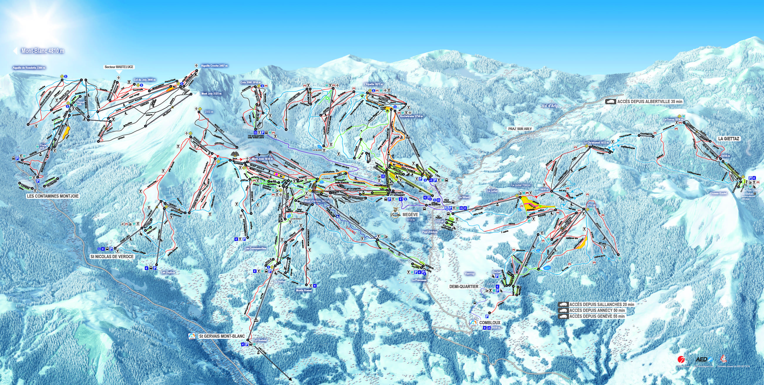 Megève - Plan des pistes de ski Megève