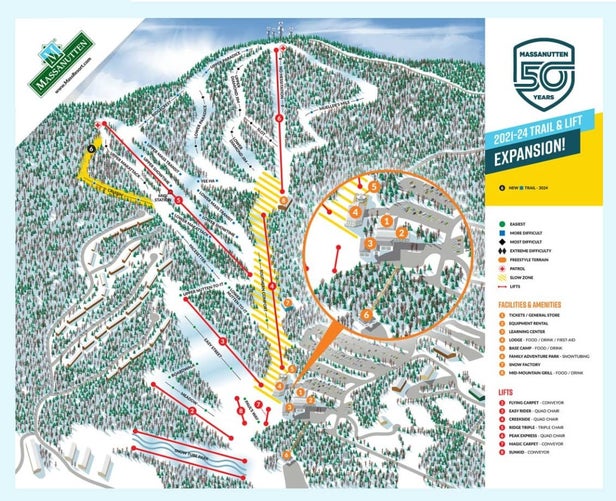 Massanutten Mapa sjezdovek