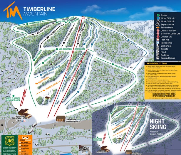 Timberline Mountain Mapa zjazdoviek