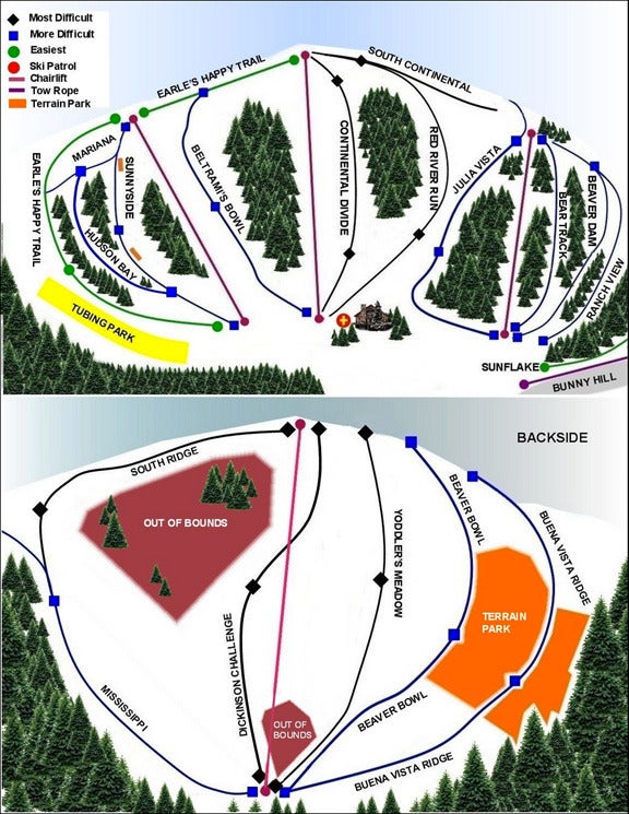 Buena Vista Ski Area Mapa zjazdoviek