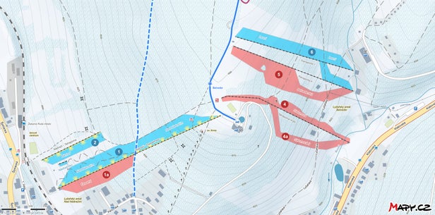 Železná Ruda - Nad nádražím - Belveder Mapa sjezdovek