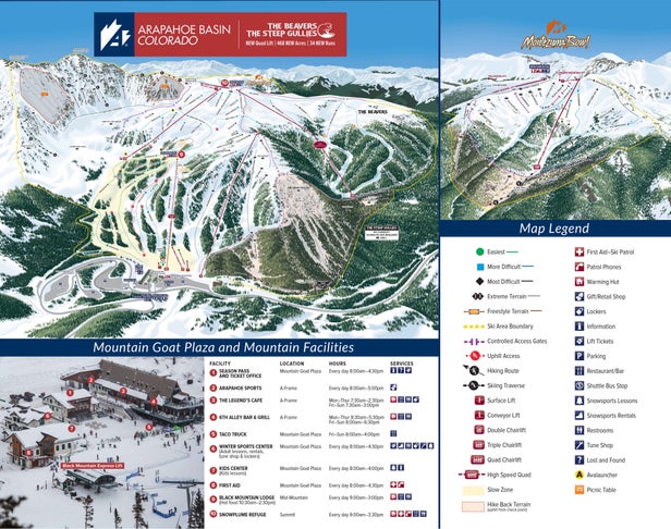 Pistenplan Arapahoe Basin Ski Area