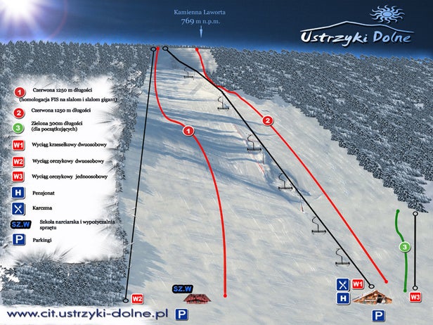 Ustrzyki Dolne - Laworta – mapa tras narciarskich