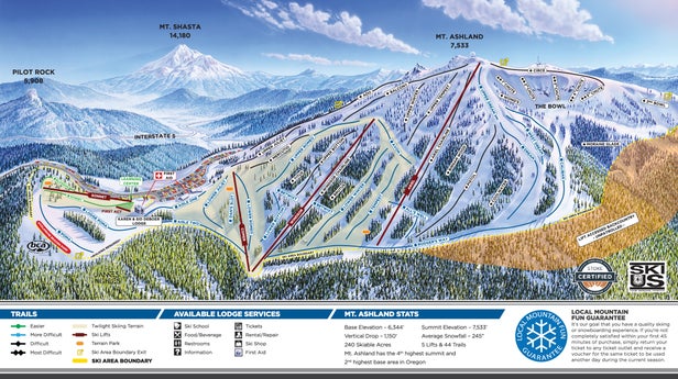 Mt. Ashland Mapa zjazdoviek