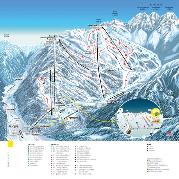 Pistenplan Stubaital - Schlick 2000