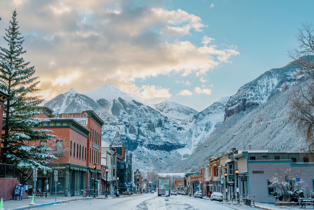 Town of Telluride on a snowy day