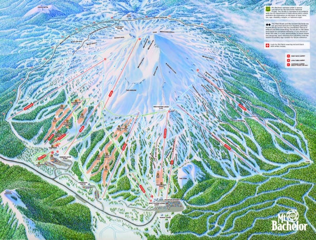 Mt. Bachelor Mapa zjazdoviek