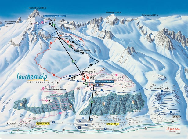 Lötschental Lauchernalp – mapa tras narciarskich