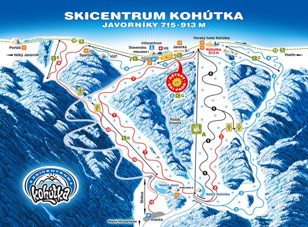 Skicentrum Kohútka Mapa zjazdoviek