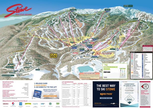 Stowe Mountain Resort Mapa zjazdoviek