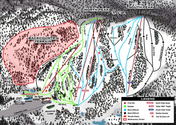 Caberfae Peaks Mapa zjazdoviek