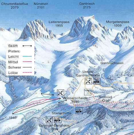 Pistenplan Gurnigelbad - Gantrisch - Wasserscheide