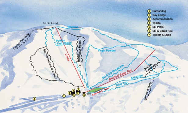 Hanmer Springs Ski Area Mapa sjezdovek