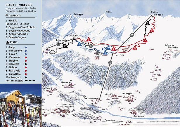 Valle Vigezzo Mapa sjezdovek