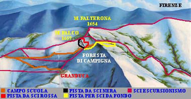 Campigna Monte Falco Mapa zjazdoviek