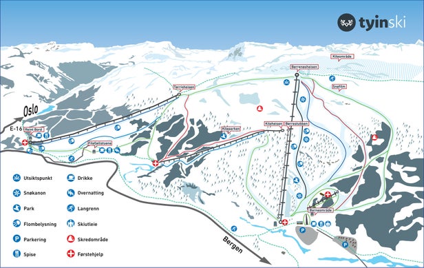 Tyin - Filefjell Mapa zjazdoviek