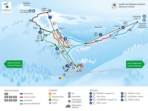 Karpacz Ski Arena Mapa zjazdoviek