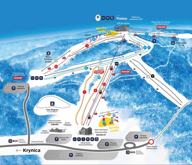 Krynica - Jaworzyna Krynicka Mapa zjazdoviek