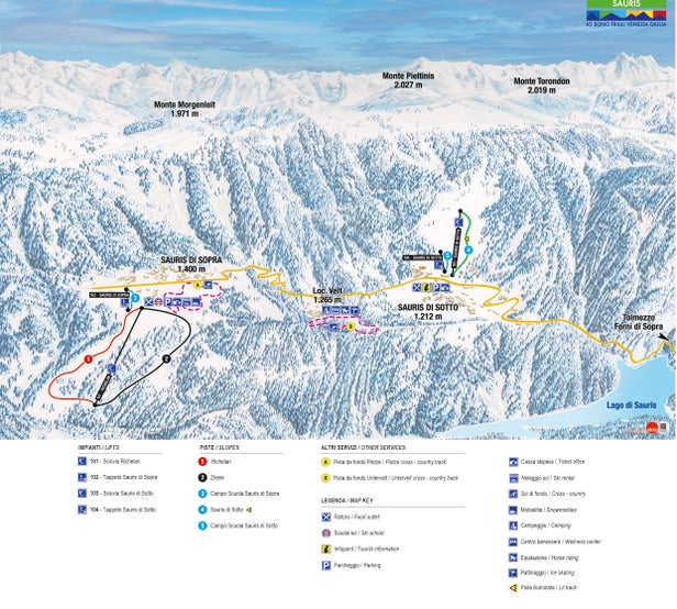 Sauris Mapa zjazdoviek