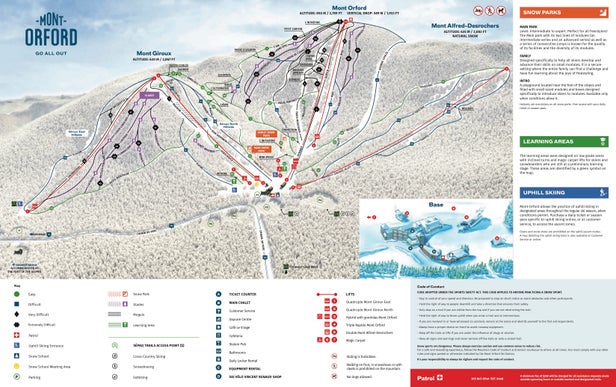 Mont Orford Mapa zjazdoviek