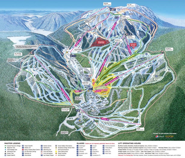 Sun Peaks Mapa zjazdoviek