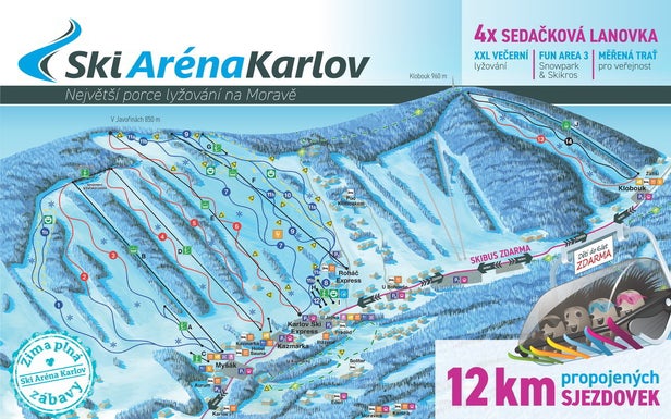 Karlov – Ski Aréna Karlov Mapa sjezdovek