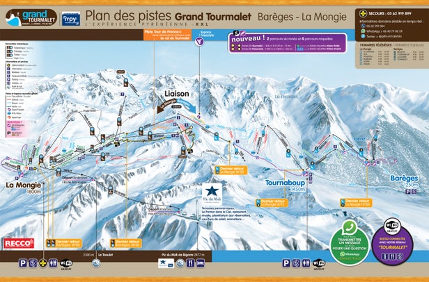 Grand Tourmalet (La Mongie / Barèges) Mapa sjezdovek