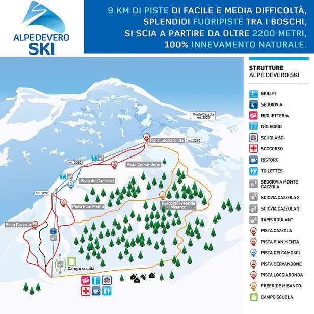 Alpe Devero Mapa zjazdoviek