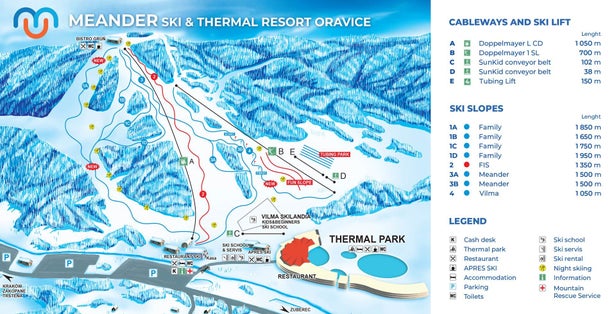 Skipark Oravice Mapa zjazdoviek