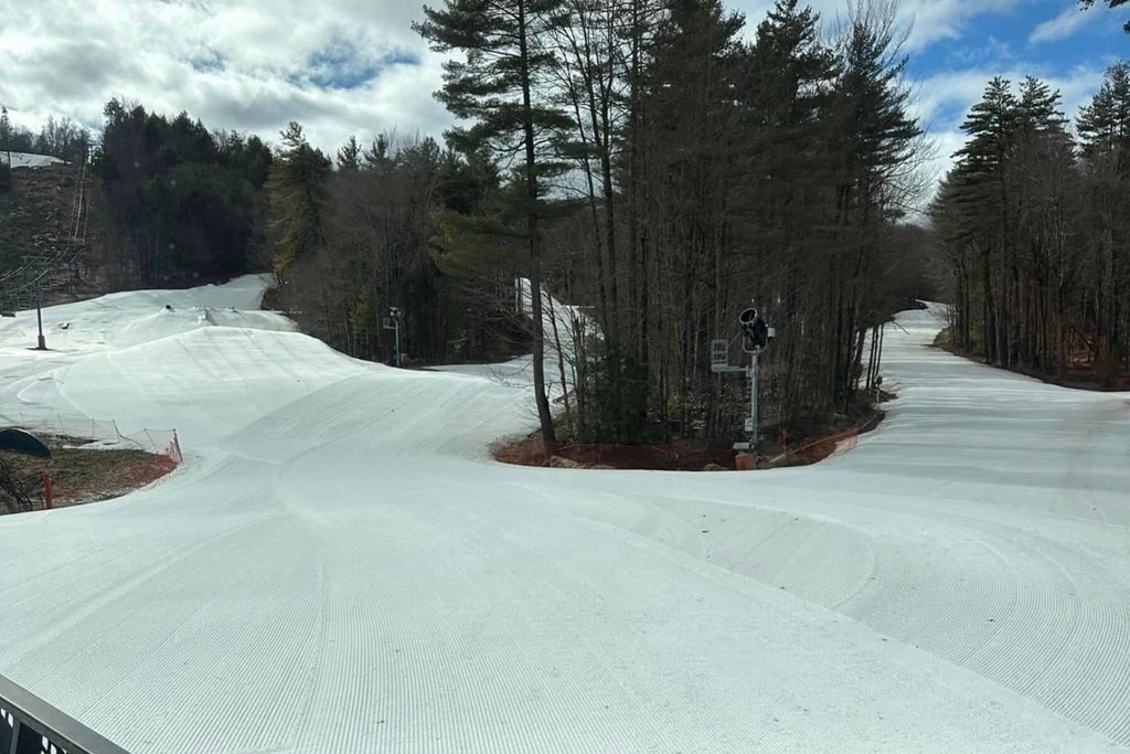 Royal Mountain Ski Area - Groomed Ski Trail with Snowcat View