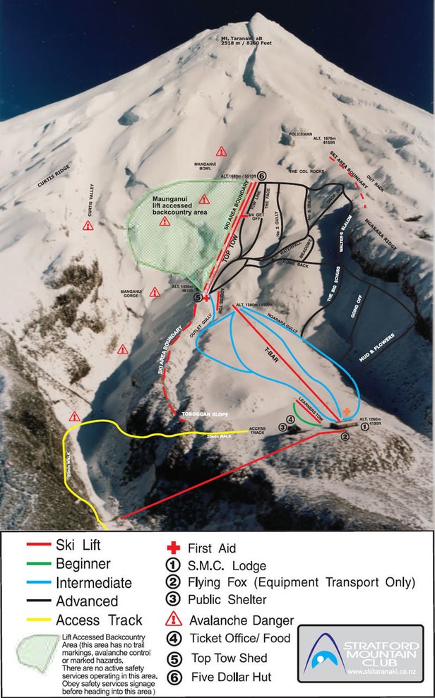 Manganui Ski Area Mapa zjazdoviek