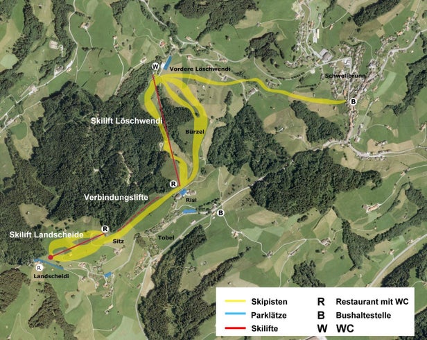 Plan des pistes - Schwellbrunn - Appenzellerland