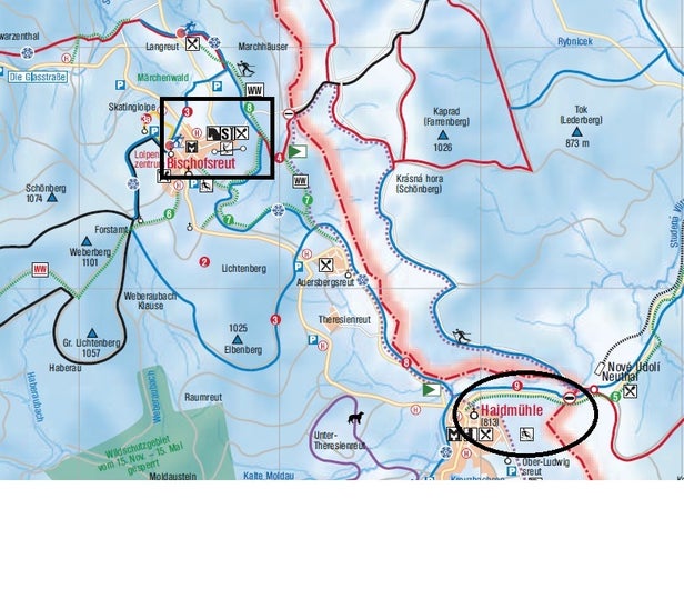 Haidmühle - Bischofsreut - Frauenberg Mapa zjazdoviek