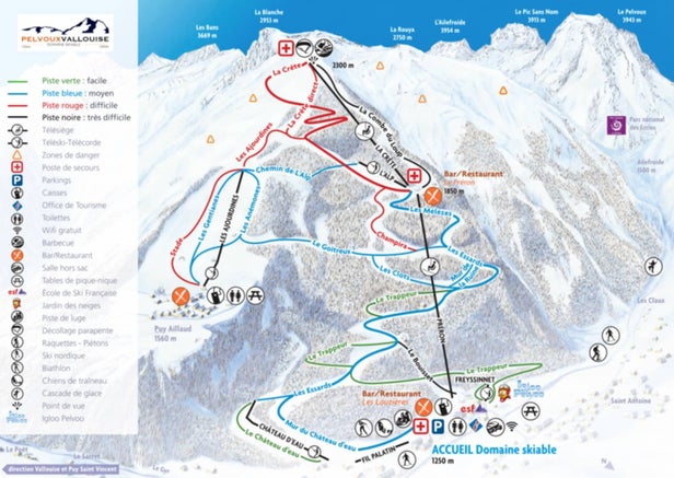 Pelvoux Vallouise – mapa tras narciarskich