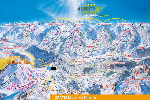 Pistenplan Schladming Dachstein - Stoderzinken