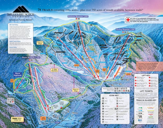 Smugglers' Notch Resort Mapa zjazdoviek