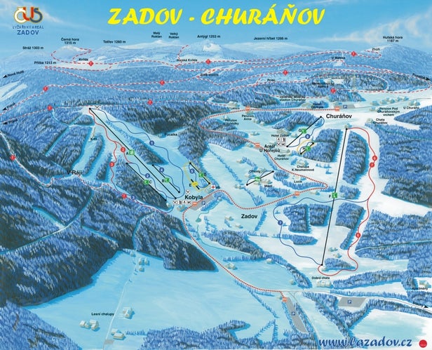 Zadov Mapa sjezdovek