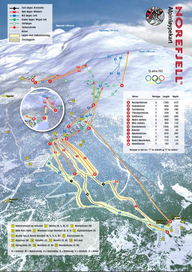 Norefjell Mapa zjazdoviek