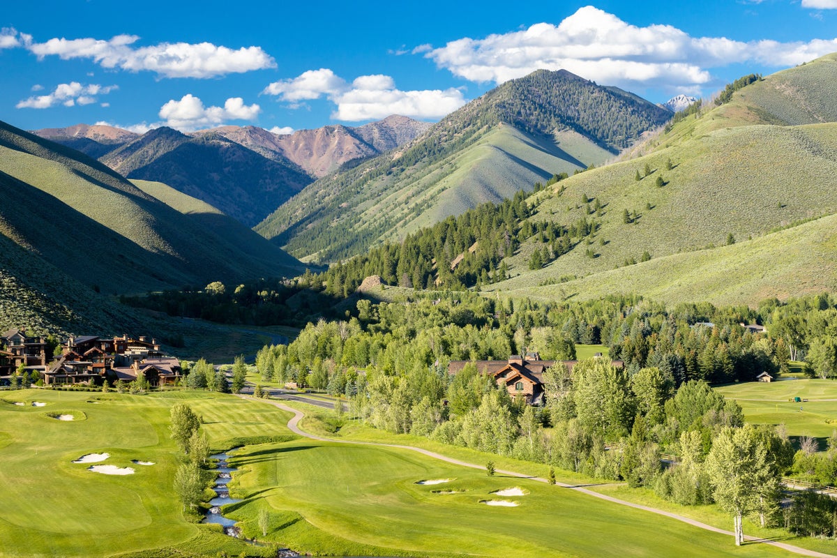 Aerial photo of Sun Peaks Golf Course on a sunny day