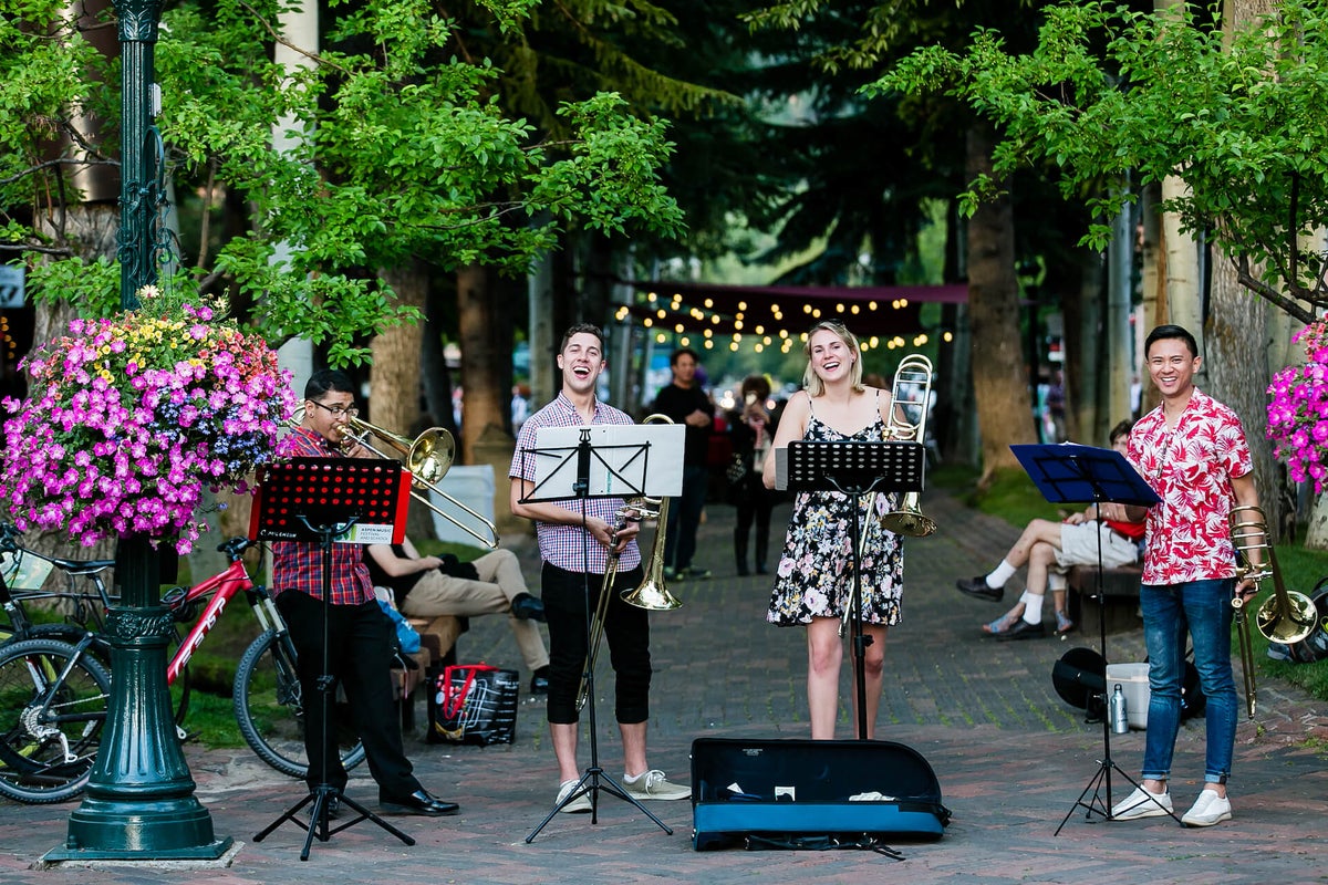 Aspen Music Festival And School students performing outdoors in Aspen